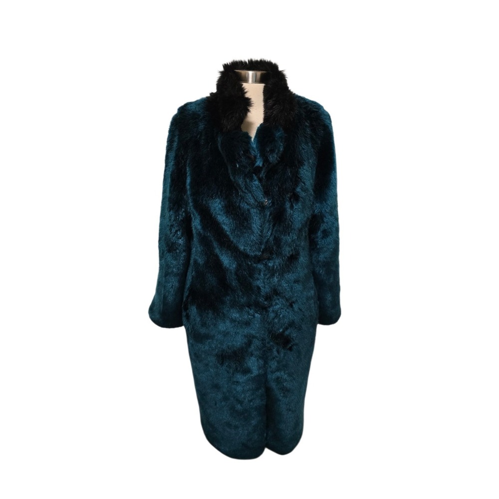 Spirithoods Vibrant Royal Wolf Calf Length Faux Fur Coat Womens Size Medium